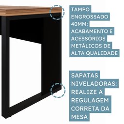 Mesa Escritório Diretor 170cm x 70cm Tampo 40mm - 9
