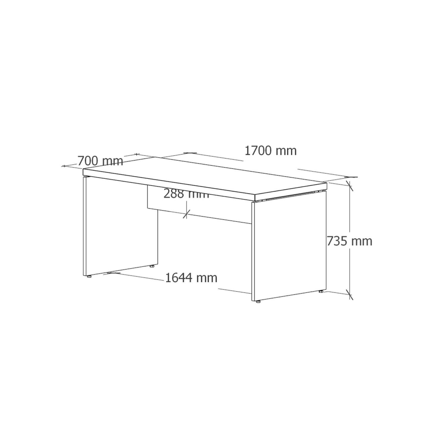 Mesa Retangular Pé Painel 170x70x73,5cm - 12