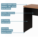 Ver imagem 4 de Mesa Auxiliar Direita e Esquerda 90x45x73cm 90cm Marrom e Preto Yescasa