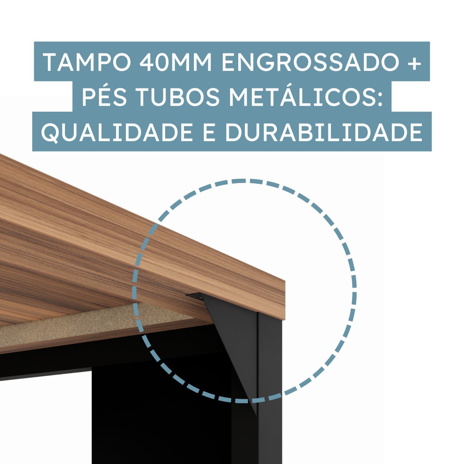 Mesa Auxiliar Direita/esquerda– Pé Quadro 90x45x73,5cm - 7