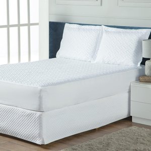 Capa Protetor de Colchão Cama Casal com Elástico - Branco