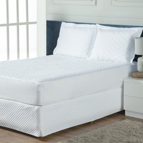 Capa Protetor de Colchão Cama Casal com Elástico - Branco