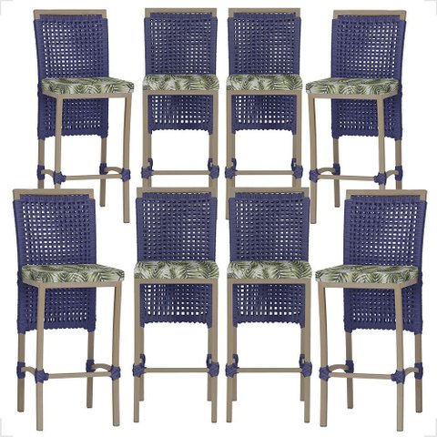 8 Banqueta em Alumínio Roma Fendi Corda Náutica Tecido 5