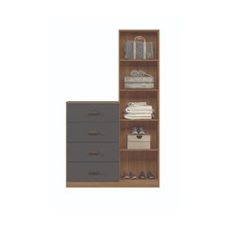 Cômoda Gaveteiro Organizador Quarto Dormitório Escritório Estilo 1.4 Marrom Madeira Cinza - 3