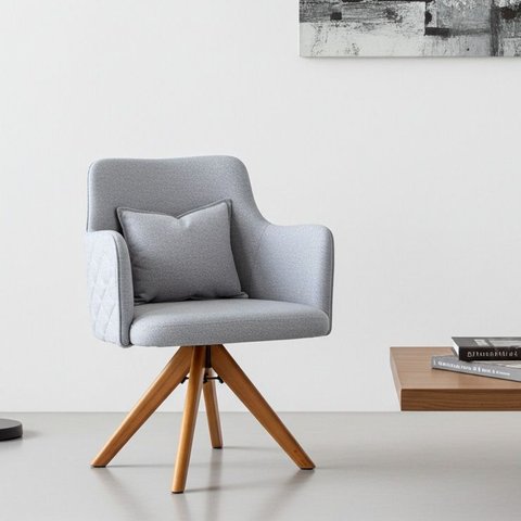 Poltrona Giratória Sala de Estar Madeira Maciça Alto Padrão