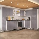 Ver imagem 1 de Armário Cozinha Modulada Completa de Canto 464cm Pequim Pop Multimóveis Mp3772 Branco/lacca Fumê