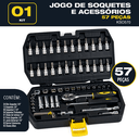 Ver imagem 2 de Kit Jogo Soquetes Chave Catraca 1/4 Allen 57 Peças Completo