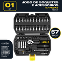 Ver imagem 3 de Kit Jogo Soquetes Chave Catraca 1/4 Allen 57 Peças Completo