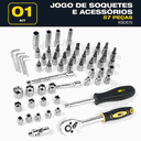 Ver imagem 4 de Kit Jogo Soquetes Chave Catraca 1/4 Allen 57 Peças Completo