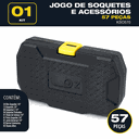 Ver imagem 6 de Kit Jogo Soquetes Chave Catraca 1/4 Allen 57 Peças Completo