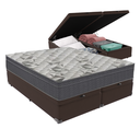 Ver imagem 1 de Cama Box Baú Bipartido Casal Marrom e Colchão Airtech 100 D33 Ortobom