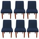 Ver imagem 1 de Kit 06 Cadeiras Para Sala de Jantar Lizz Pés Palito Veludo Azul Marinho D'Classe Decor