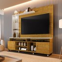 Ver imagem 1 de Estante Ripado para TV até 65 Polegadas com LED 180CMX187CM e Rodízios Ocean Marrom