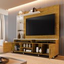Ver imagem 4 de Estante Ripado para TV até 65 Polegadas com LED 180CMX187CM e Rodízios Ocean Marrom