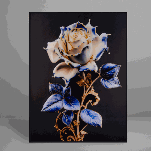 Quadro Decorativo Flower Porcelain Rose Relevo