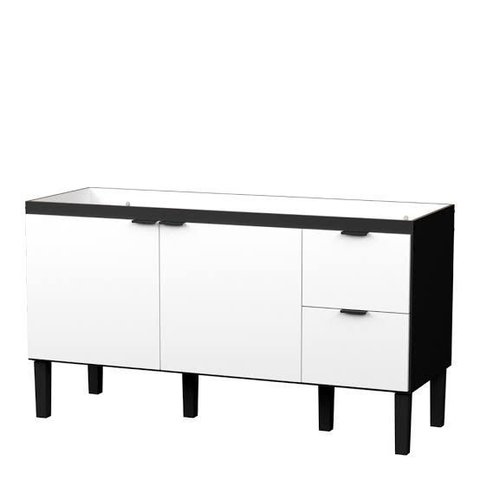 Gabinete Cozinha 1,44m Mdp Elegance com 6 Pés Sofisticado:preto/branco