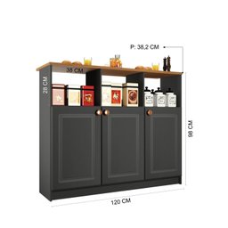 Mesa Bancada Balcão Ilha para Cozinha com 3 Portas e Nichos Divisor de Ambiente Veneza - 3