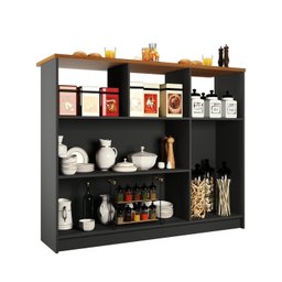 Mesa Bancada Balcão Ilha para Cozinha com 3 Portas e Nichos Divisor de Ambiente Veneza - 4