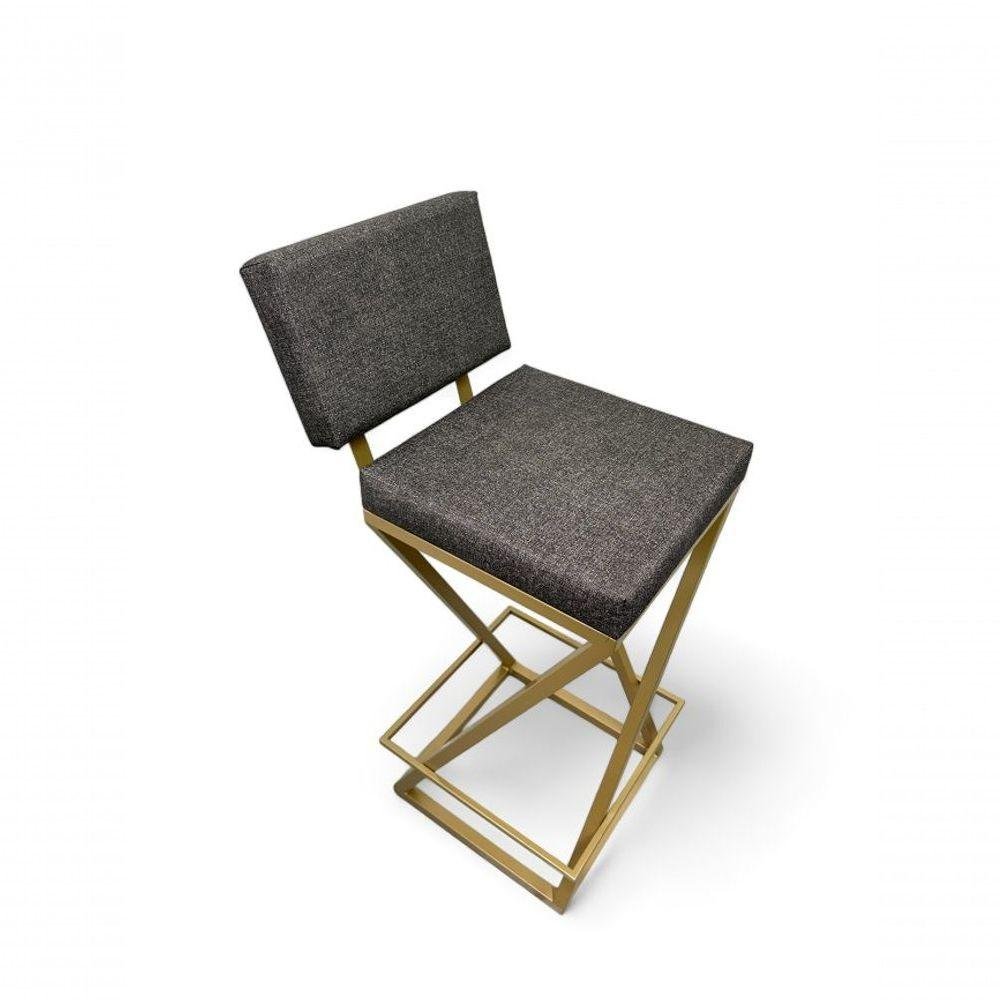 Banqueta Zênite com Encosto Estofada Metalon Dourado Cinza - 75cm - 6