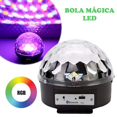 Bola Maluca de Luzes Led Rgb Bluetooth e Usb Toca Mp3