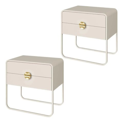Kit 2 Mesa Cabeceira 2GAV Luna - Off White - 28062