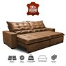 Sofá de Couro Legítimo Retrátil e Reclinável 2,35m Cama Inbox Toro softgel d40 Mel - 3