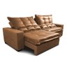 Sofá de Couro Legítimo Retrátil e Reclinável 2,35m Cama Inbox Toro softgel d40 Mel - 7