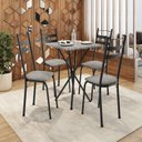 Ver imagem 1 de Conjunto Sala de Jantar Mesa Quadrada 70cm Tampo Granito com 4 Cadeiras Milla Preto/Grafiato/Ocre