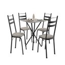 Ver imagem 2 de Conjunto Sala de Jantar Mesa Quadrada 70cm Tampo Granito com 4 Cadeiras Milla Preto/Grafiato/Ocre