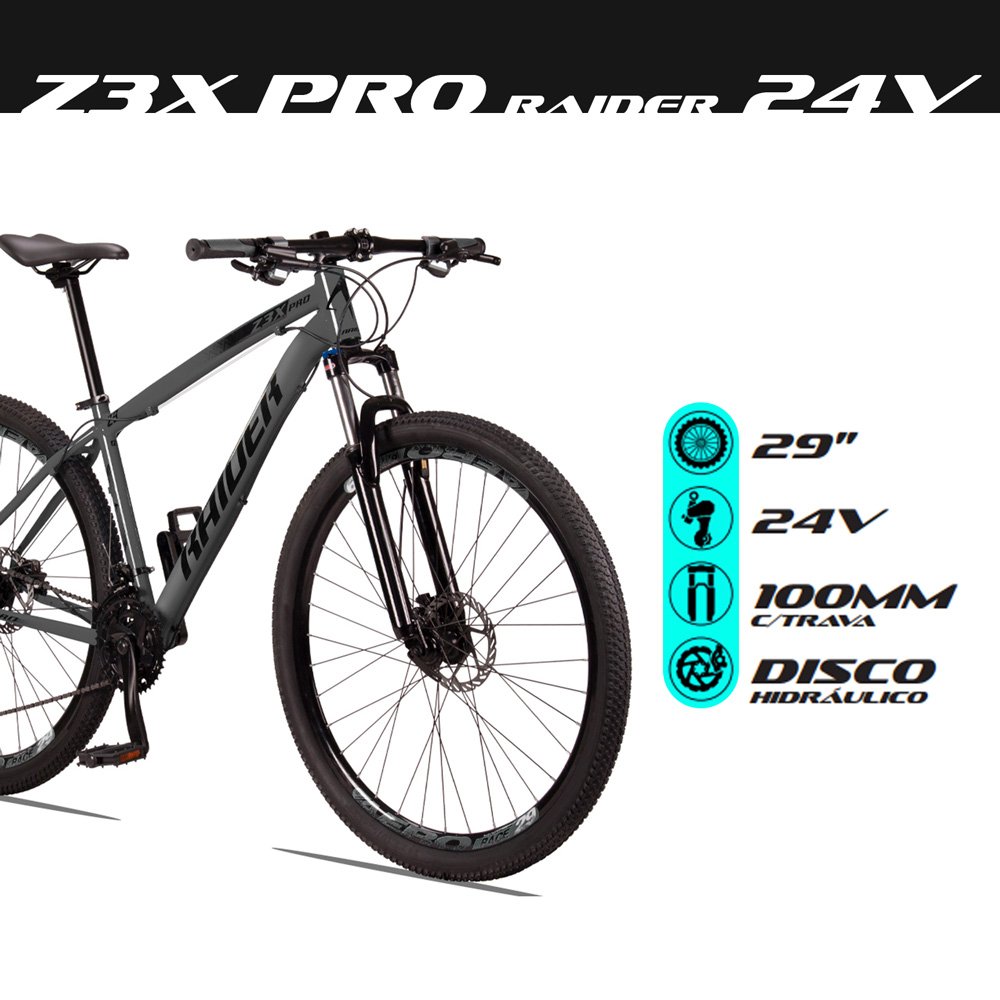 Bicicleta Z3-X PRO Aro 29 Quadro 17 Alumínio 24v Shimano Freio Disco Hidráulico Grafite - Raider - 6