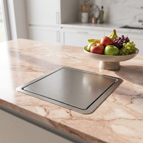 Lixeira Pia Cozinha Profissional Cesto Embutir Aço Inox 304 Quadrada 5l Cozix