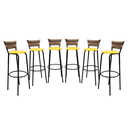 Ver imagem 1 de Kit 6 Banquetas 80cm para Balcão Ilha Bancada Área Gourmet Encosto em Junco Banco Itagold