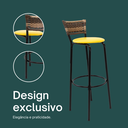 Ver imagem 5 de Kit 6 Banquetas 80cm para Balcão Ilha Bancada Área Gourmet Encosto em Junco Banco Itagold