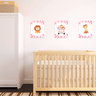 Placa Decorativa Safari Rosa 3 Peças Kit Quadrinhos Bichinhos Quarto Infantil Zoo - 5