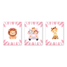Placa Decorativa Safari Rosa 3 Peças Kit Quadrinhos Bichinhos Quarto Infantil Zoo - 1