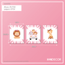 Placa Decorativa Safari Rosa 3 Peças Kit Quadrinhos Bichinhos Quarto Infantil Zoo - 3