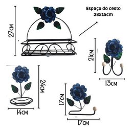 Kit 4 Peças Organizadores para Banheiro:azul - 3