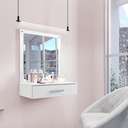 Ver imagem 1 de Penteadeira Camarim Escrivaninha Suspensa de Parede Quarto Menina C/ Espelho e Gaveta Cor Branco