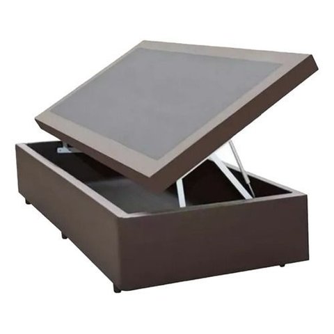 Cama Box Bau Solteirão Premium ( Blindada ) Super Reforçada - Corino - Marrom