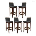 Ver imagem 1 de Kit 5 Banquetas Alta para Bancada de Cozinha Nice Madeira Castanho Matelassê Suede Cinza Ccs