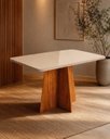 Ver imagem 1 de Mesa de Jantar 4 Lugares Retangular Aires em MDF Vidro Mel e Off White