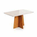 Ver imagem 2 de Mesa de Jantar 4 Lugares Retangular Aires em MDF Vidro Mel e Off White