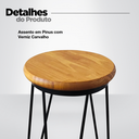 Ver imagem 4 de Kit 2 Banquetas Média para Cozinha Bar Balcão Bistrô Hairpin:madeira