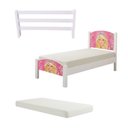 Ver imagem 1 de Cama para Criança Solteiro com Grade Proteção e Colchão - Barbie Branco