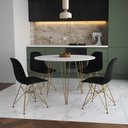 Ver imagem 1 de Mesa Jantar Redonda 110cm Branca Clips 3 Pés com 4 Cadeiras Eames Eiffel Pretas Base Dourada