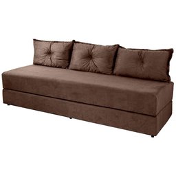 Sofanete Sofá de 3 lugares Sofá Cama de Casal Bicama em Suede Marrom - 1