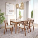 Ver imagem 2 de Sala de Jantar Baobá Mesa 160x80 Vidro com 6 Cadeiras Oiti em Madeira Tauari - Madeira/Offwhite/