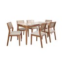 Ver imagem 1 de Sala de Jantar Baobá Mesa 160x80 Vidro com 6 Cadeiras Oiti em Madeira Tauari - Madeira/Offwhite/