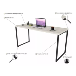 Mesa Para Computador Diretor Estilo Industrial 1,50m Kuadra - 5