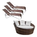 Ver imagem 1 de Kit Solzinho - Chaise Orbit Duna Cru + 3 Cadeira Piscinas São Tomé + Mesa de Brinde para Área Extern